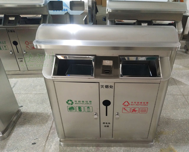 戶(hù)外不銹鋼分類(lèi)果皮箱遠銷(xiāo)湖南株洲廣告公司