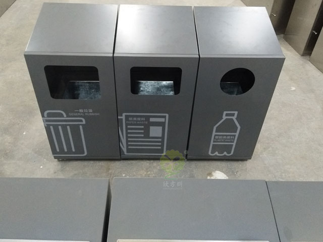 室內滑軌四分類(lèi)果皮箱-商場(chǎng)不銹鋼推拉式4分類(lèi)果皮箱