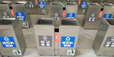 室內不銹鋼分類(lèi)果皮箱廠(chǎng)家批量生產(chǎn)圖