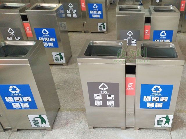 室內不銹鋼分類(lèi)果皮箱廠(chǎng)家批量生產(chǎn)圖
