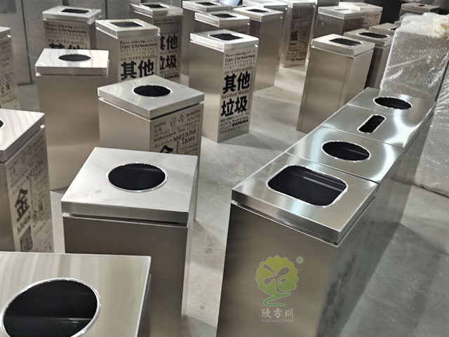 多國文字組合式不銹鋼分類(lèi)垃圾桶