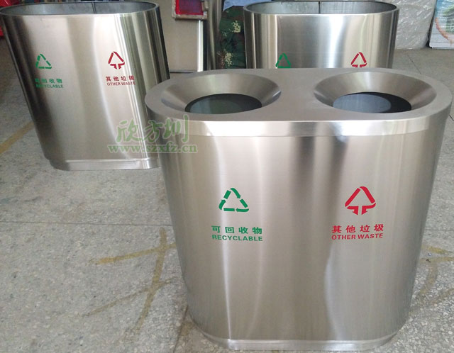 機場(chǎng)商場(chǎng)不銹鋼分類(lèi)垃圾桶-欣方圳不銹鋼垃圾桶