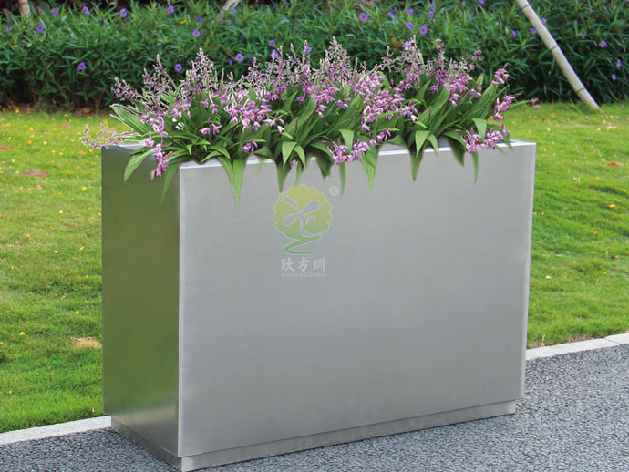不銹鋼長(cháng)方形花箱戶(hù)外廣場(chǎng)景觀(guān)綠化花盆