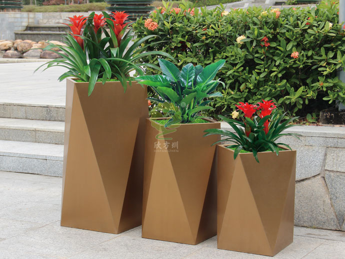 不銹鋼電鍍切面花盆室內外創(chuàng )意組合景觀(guān)花盆廠(chǎng)家定制批發(fā)