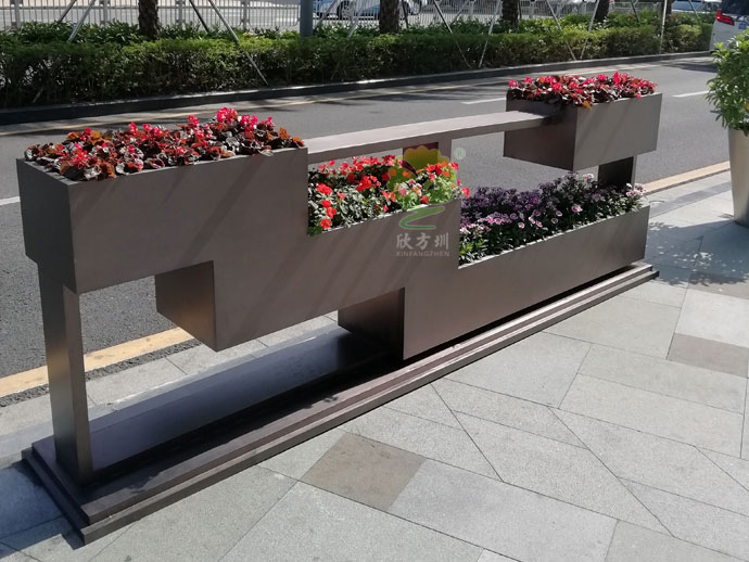 不銹鋼道路隔離花箱馬路景觀(guān)花盆