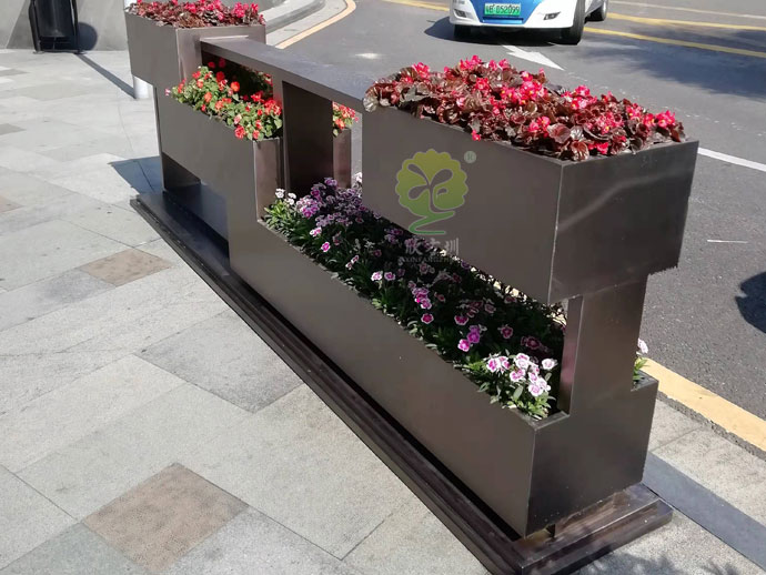 不銹鋼道路隔離花箱馬路景觀(guān)花盆