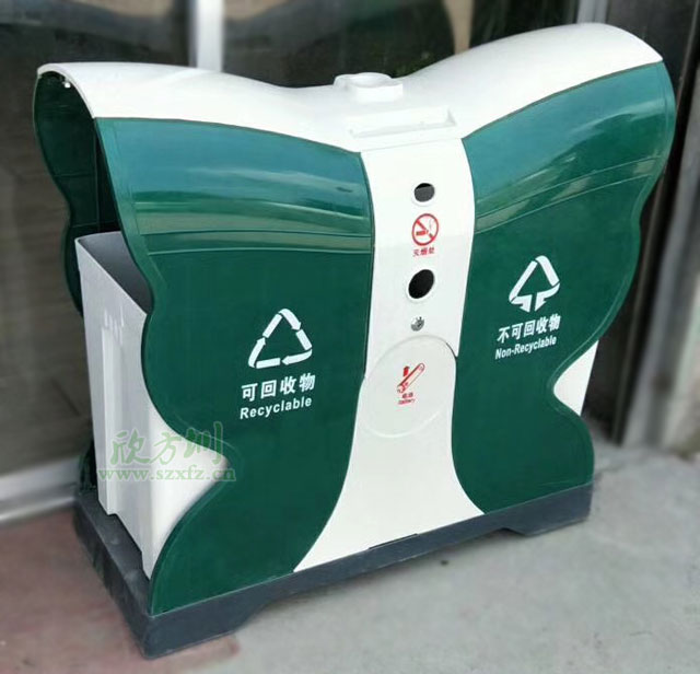 適合戶(hù)外景區擺放的玻璃鋼蝴蝶垃圾桶