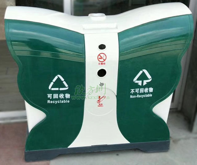 玻璃鋼垃圾桶廠(chǎng)家推薦適合戶(hù)外景區的蝴蝶造型垃圾桶
